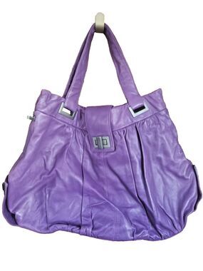 KOOBA Purple Leather Large Tote Bag NWOT Slouchy Boho Chic Shoulder Purse MINT
